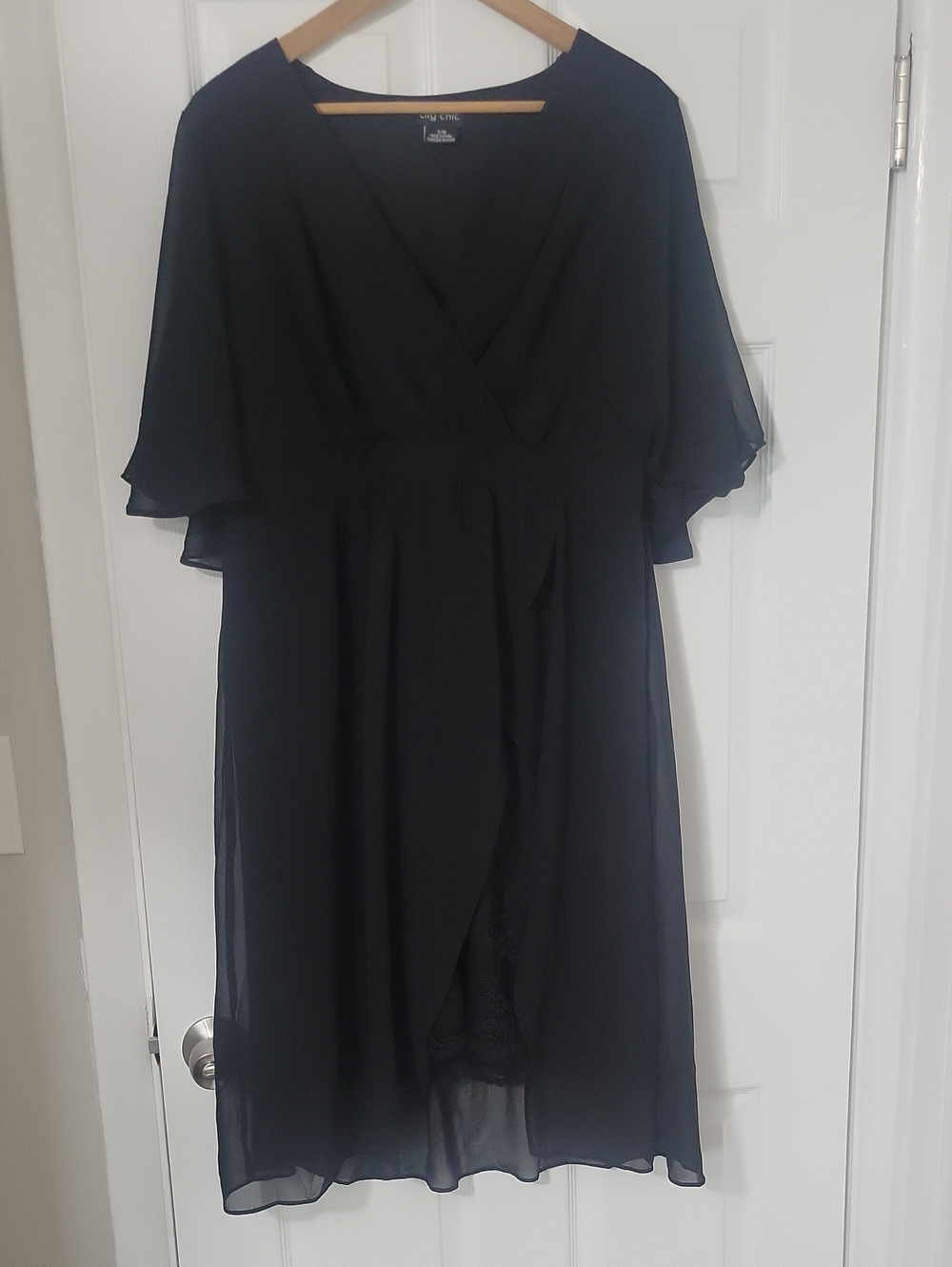 City Chic Black Draped Shell Top